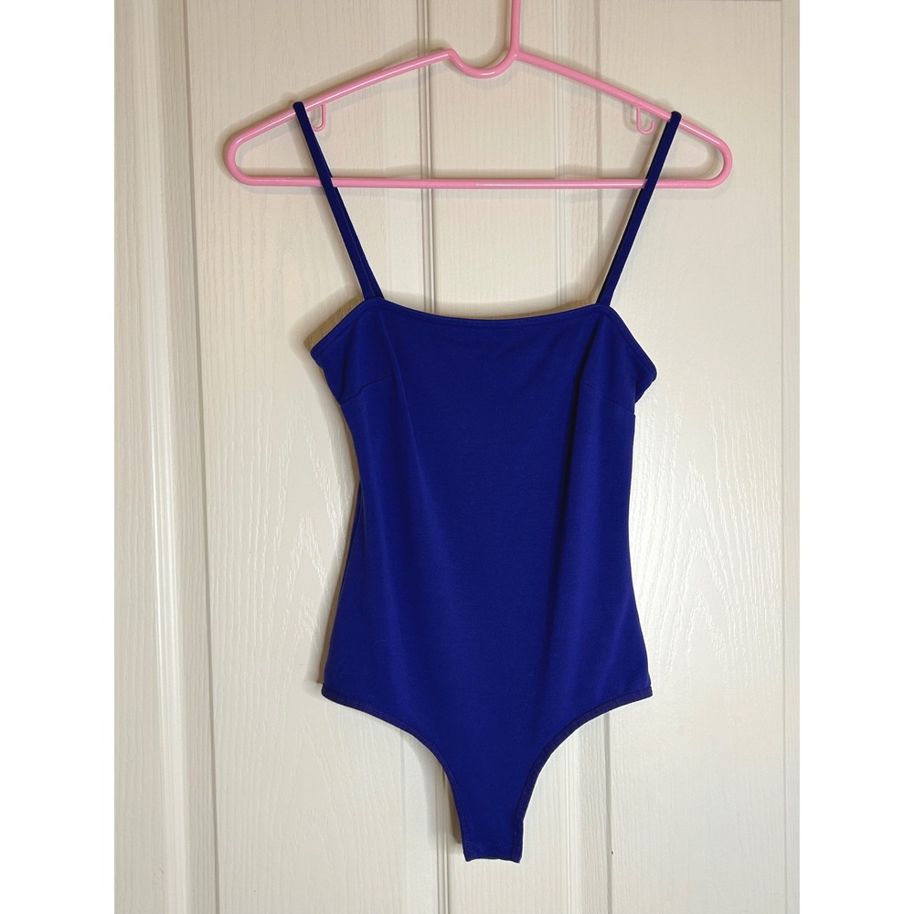 Intimately Free People Royal Blue Square Neck Spaghetti Strap Thong Bodysuit S